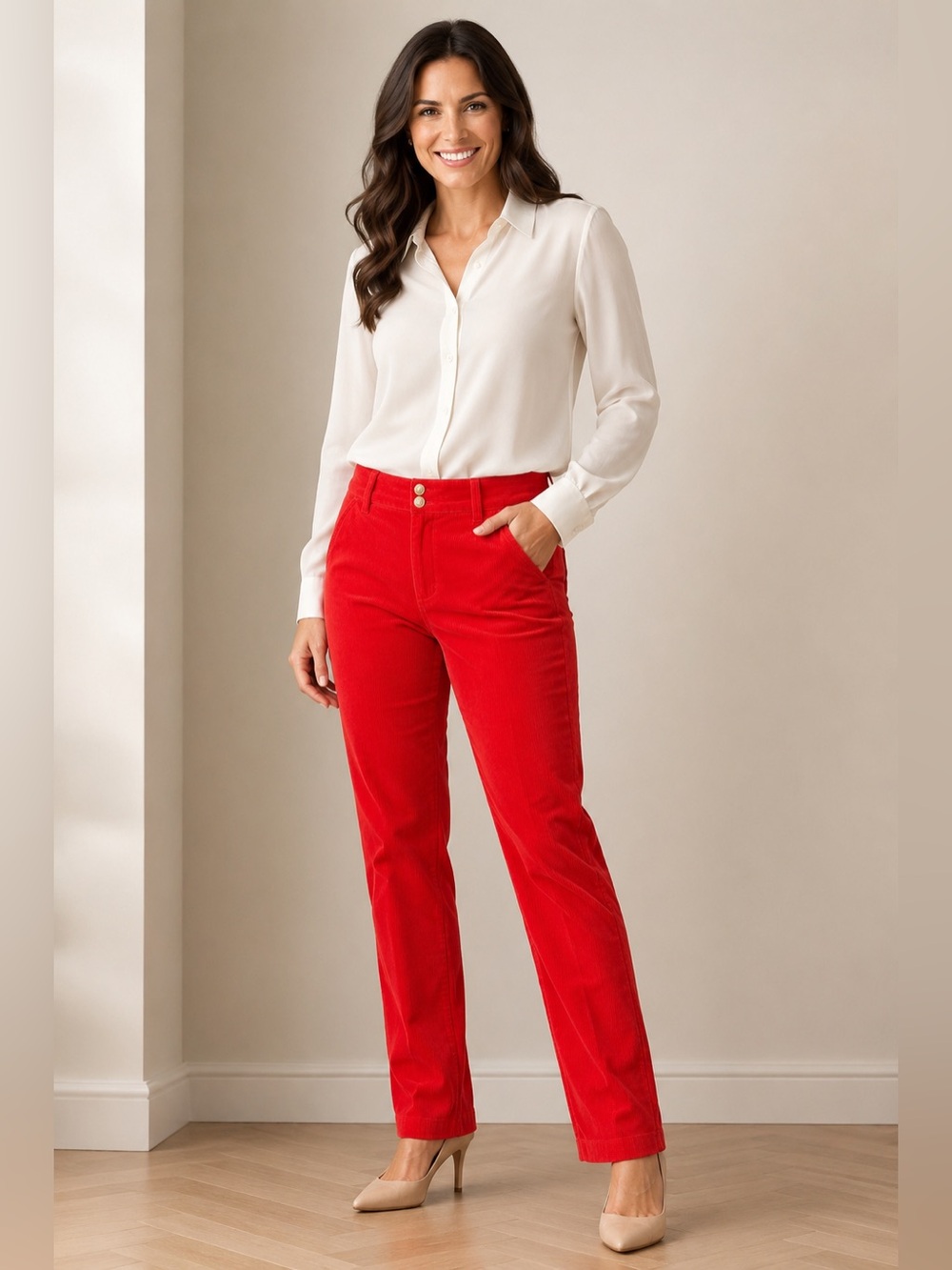 Ralph Lauren Golf Red Corduroy Straight Leg Pants Size 12